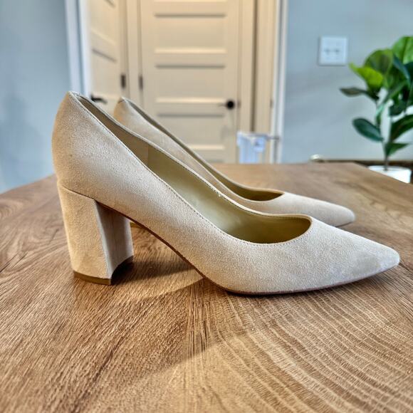 Marc Fisher | Claire Light Tan Suede Block Heels | Women’s Size 8 - Picture 3 of 11
